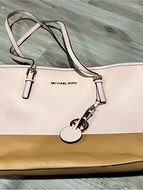 Michael Kors Pale Pink and Gold Two-Tone Tote